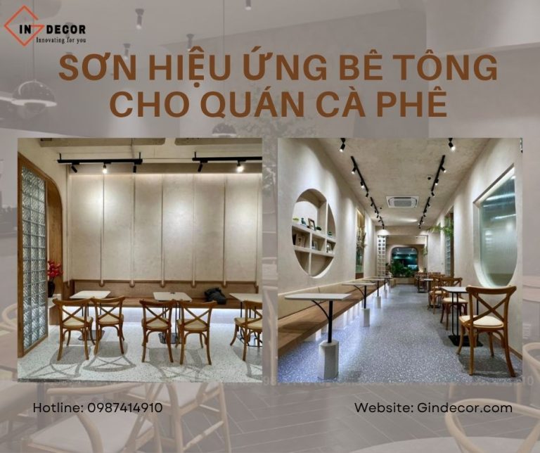 Sơn hiệu ứng bê tông cho quán cà phê giúp tăng nhận diện