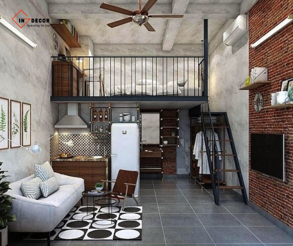 sơn hiệu ứng bê tông căn hộ tối giản