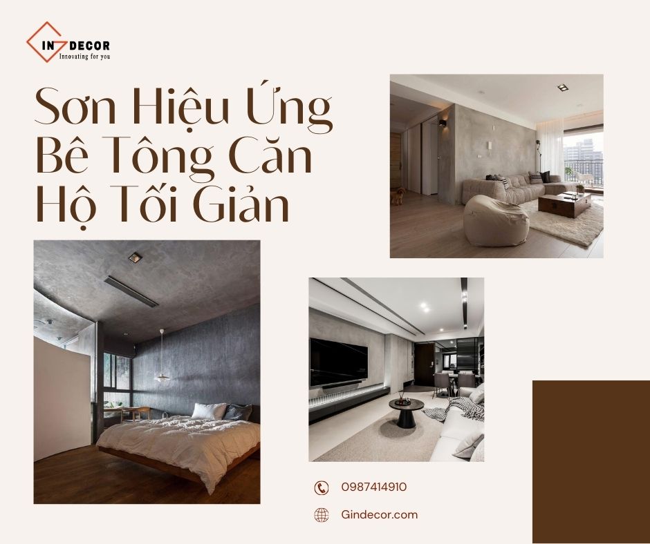 sơn hiệu ứng bê tông căn hộ tối giản