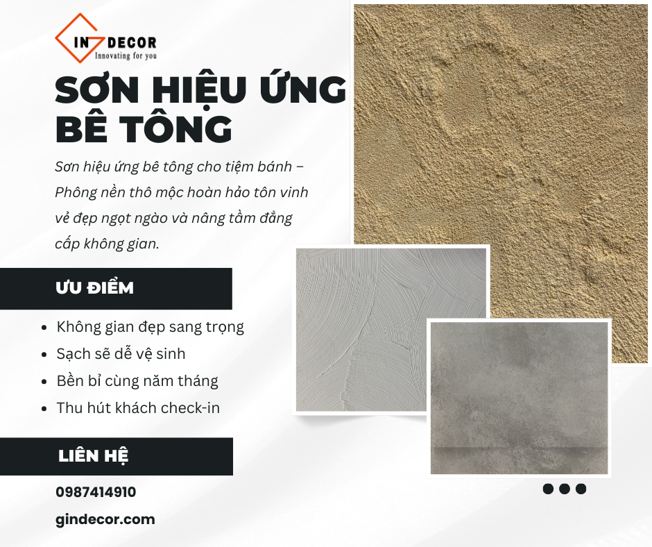 Sơn hiệu ứng bê tông cho tiệm bánh nâng tầm không gian