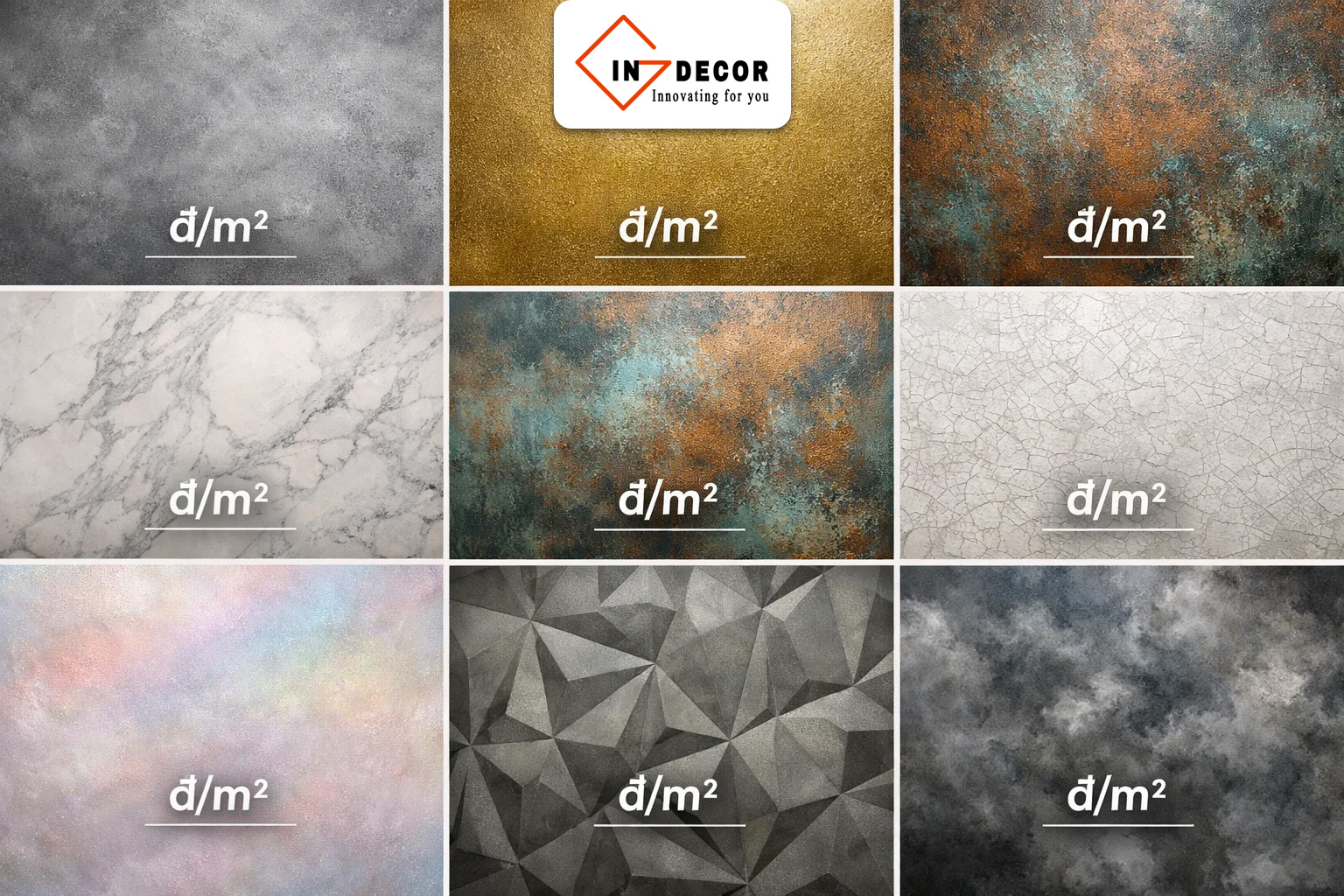 Báo giá sơn hiệu ứng được tính theo đơn vị m²