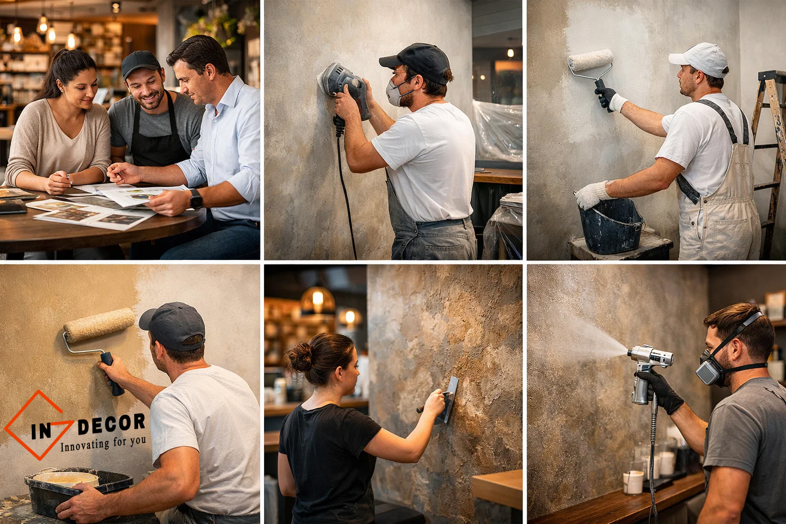 Các bước thi công sơn hiệu ứng quán cà phê