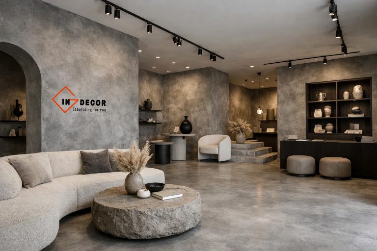 Sơn Hiệu Ứng Bê Tông Cho Showroom – Xu Hướng Thiết Kế Không Gian Trưng Bày Hiện Đại