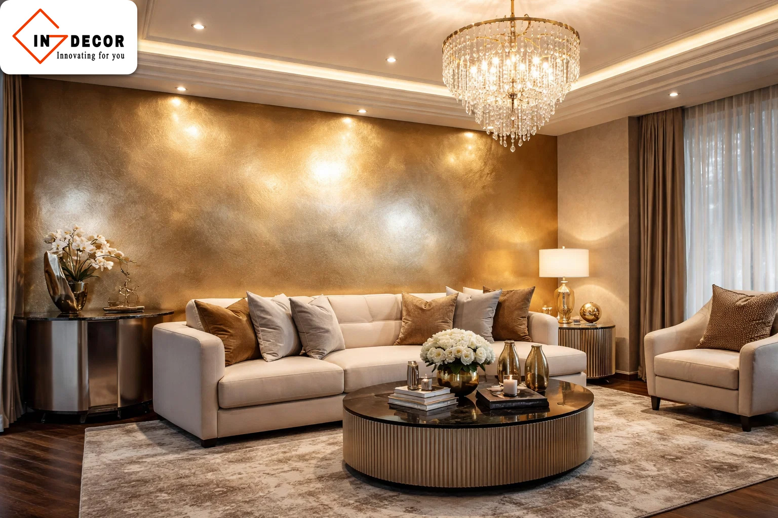 Sơn hiệu ứng ánh kim sang trọng phòng khách