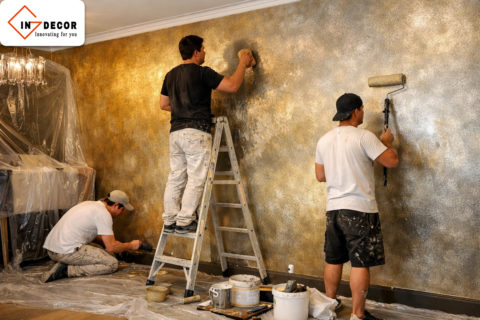 Thi công sơn hiệu ứng nội thất ánh kim