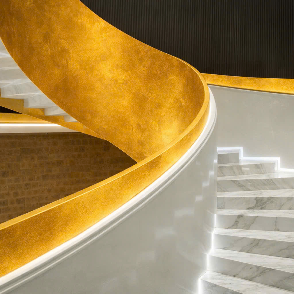 Sơn hiệu ứng Metallic nhũ vàng_cầu thang