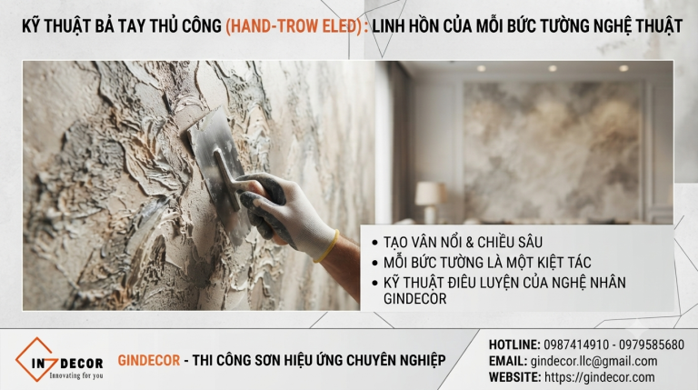 Kỹ thuật bả tay thủ công (Hand-troweled): Linh hồn của mỗi bức tường nghệ thuật