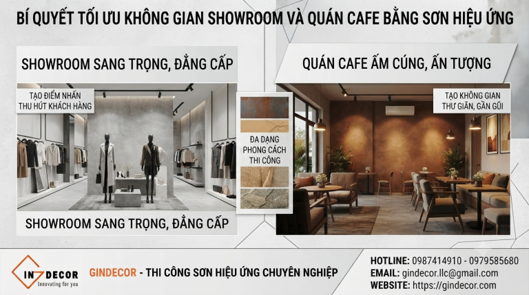 Bí quyết tối ưu không gian showroom và quán cafe bằng sơn hiệu ứng