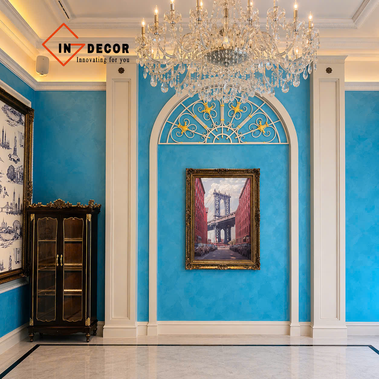 Sơn hiệu ứng vải lụa silk blue Madison Cafe