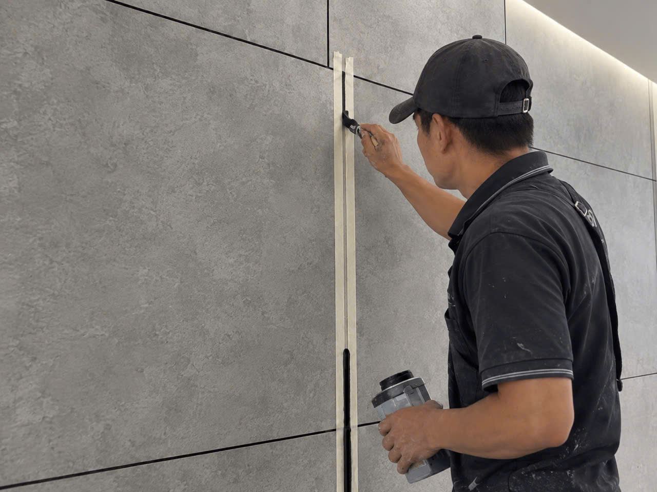 Hướng dẫn Sơn hiệu ứng bê tông kẻ ron