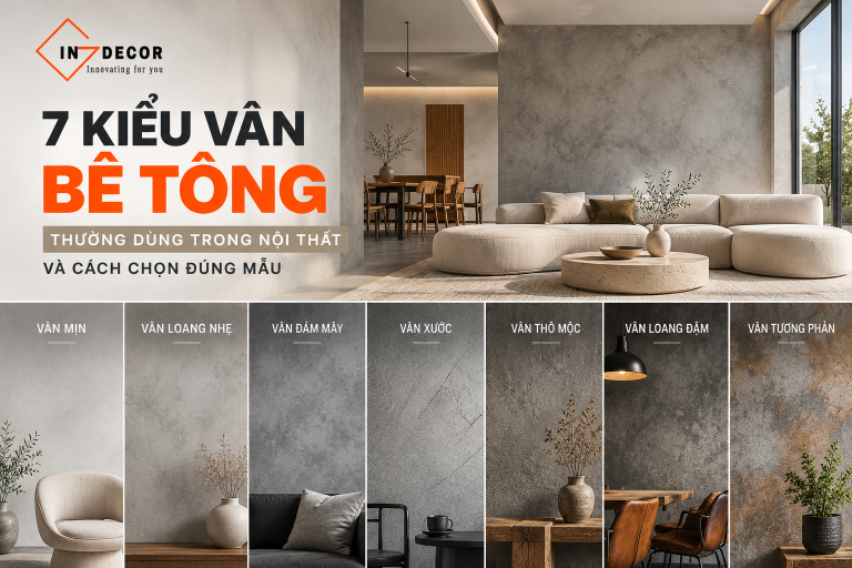 7 kiểu vân bê tông thường dùng trong thiết kế nội thất và cách chọn đúng mẫu