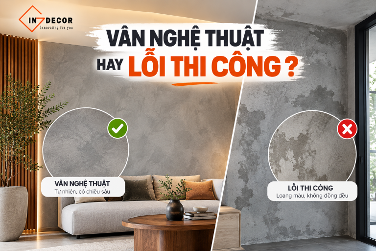 Tường bê tông hiệu ứng bị loang màu: Cách phân biệt vân nghệ thuật và lỗi thi công