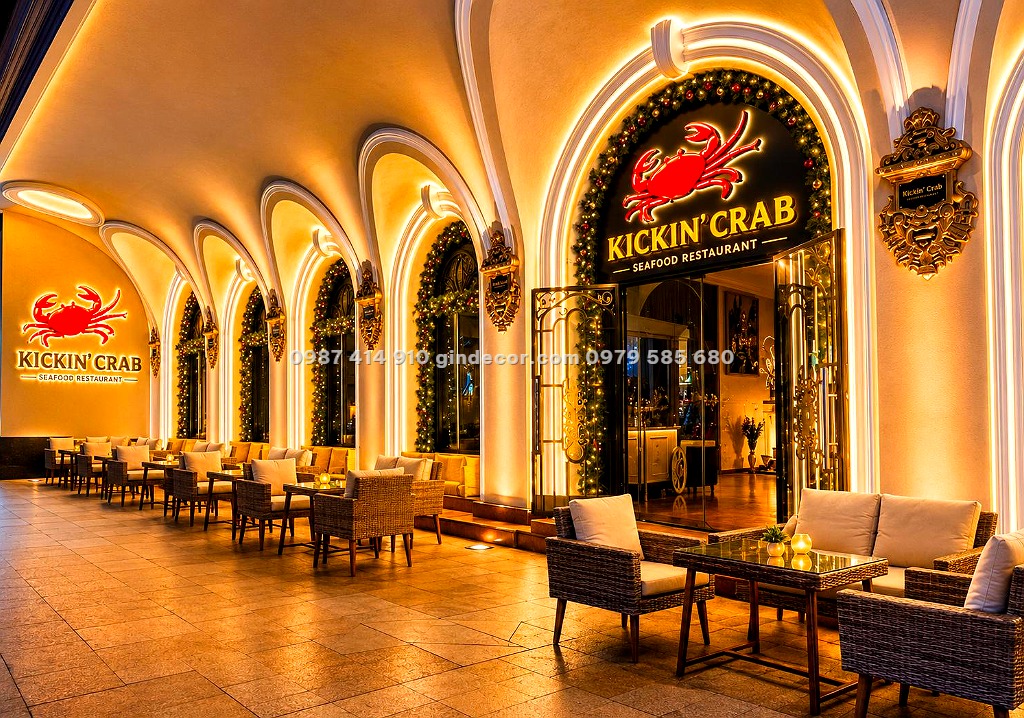 Sơn hiệu ứng bê tông mặt tiền nhà hàng Kickin' Crab Đồng Khởi